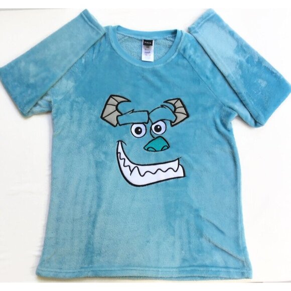 Disney Pixar Monsters Inc Sulley Face Short Womens Size XXL Blue Fleece Pjammy - Picture 1 of 8